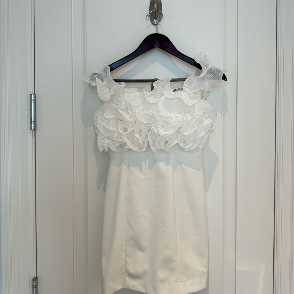 Elegant White Ruffle Dress Zara